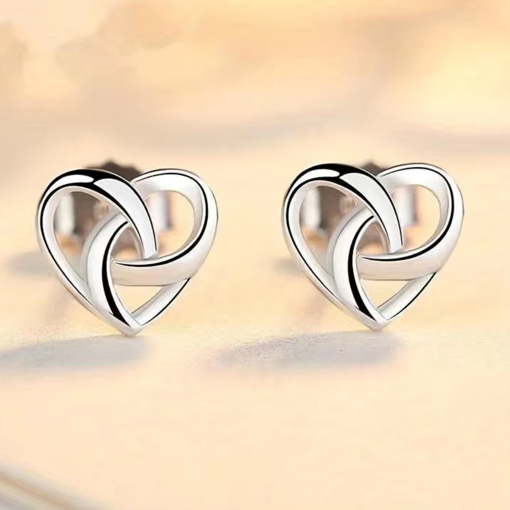 NWT Sterling Silver Silver Hollow Cross Heart Shaped Stud Hypoallergenic - Picture 7 of 7